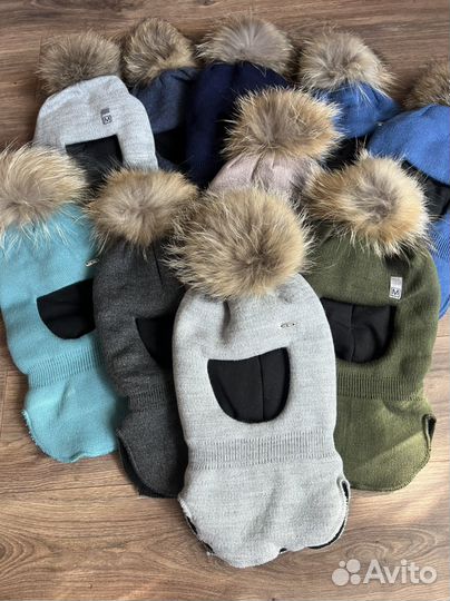 Шапка шлем зимняя с натуральным мехом