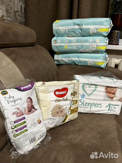 Памперсы подгузники 0, 1 pampers, haggies 0, sleep