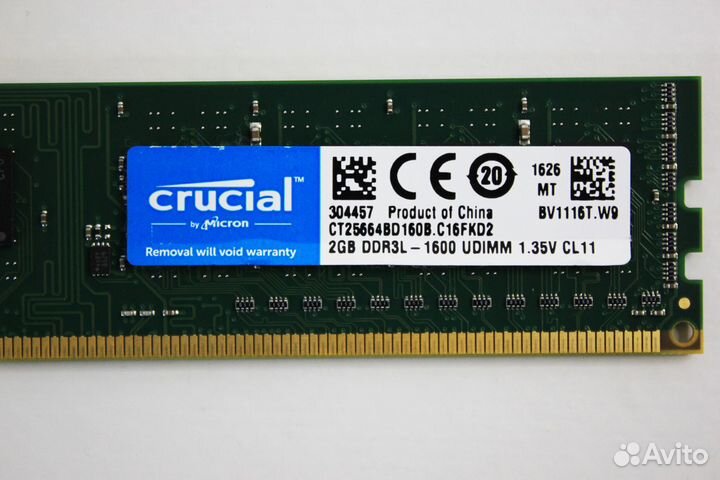 Оперативная память DDR3L 2 GB 1600 MHz Crucial