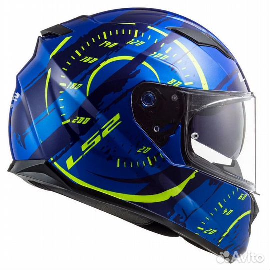 Мотошлем LS2 FF320 stream EVO tacho blue-yellow