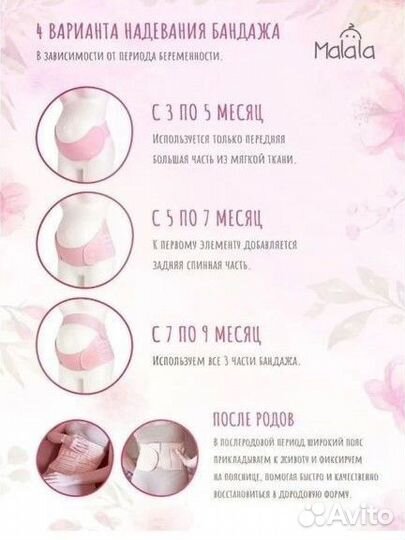 Бандаж для беременных/послеродовой Malala 4в1