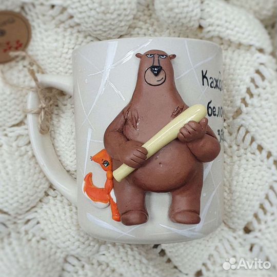 Кружка с декором полимерная глина