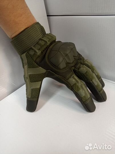 Тактические перчатки с костями олива