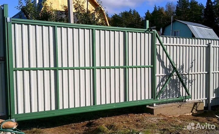 Откатные ворота под ключ с доставкой и установкой