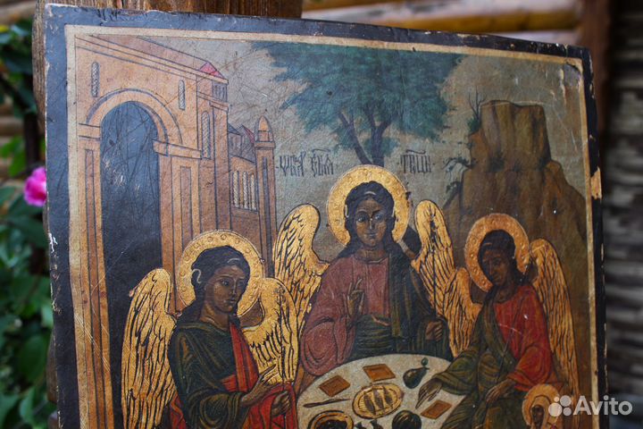Старая Икона Троица Гостеприимство Авраама 40*35