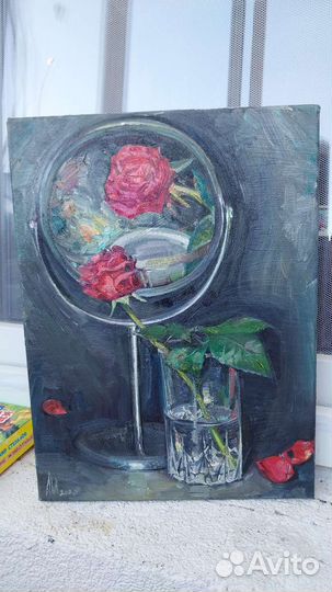 Картина маслом цветы роза