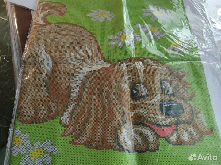 Картина вышивка бисером щенок