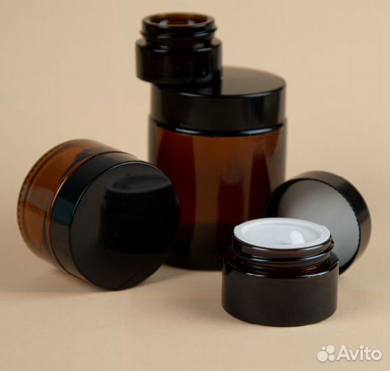 Банки из коричневого стекла с внутренней крышкой