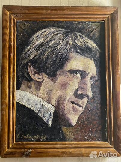 Портрет Высоцкого в раме. Масло