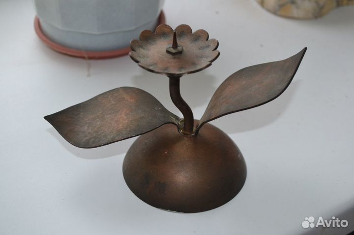 Подсвечник медный выс 12 см шири18