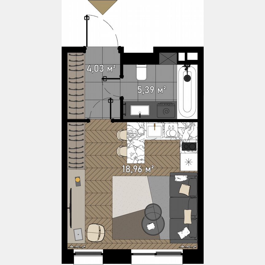 Апартаменты-студия, 29 м², 19/23 эт.