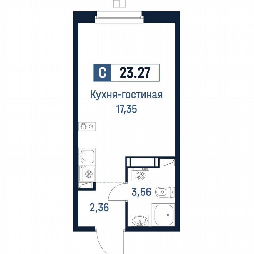 Квартира-студия, 23,3 м², 4/18 эт.