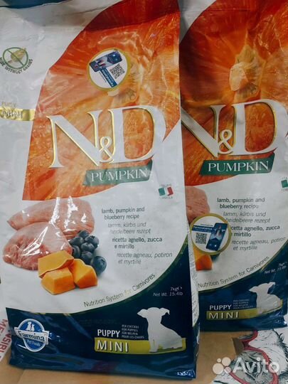 Farmina N&D для щенков мини ягненок,тыква 7 кг