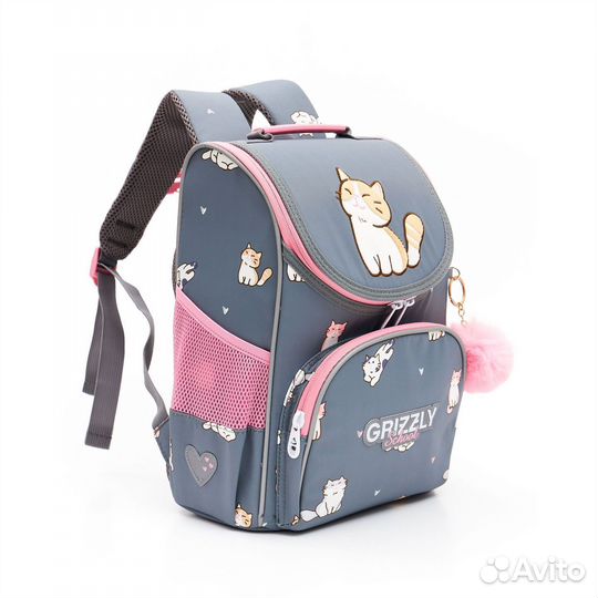 Рюкзак (ранец) школьный Grizzly RAm-384-9 серый
