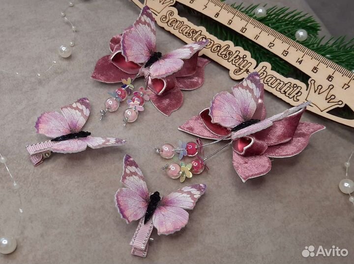 Бантики ручной работы с бабочками