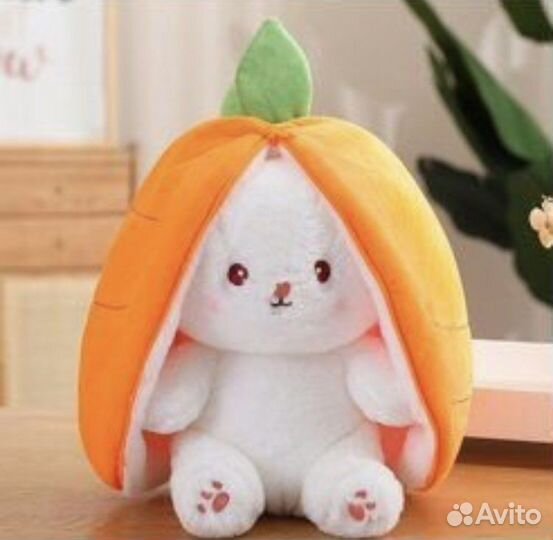 Заяц в морковке трансформер мягкая игрушка