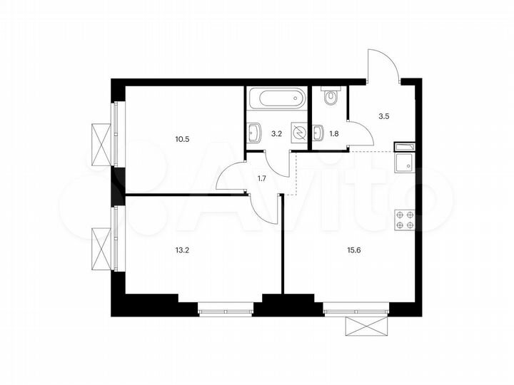 2-к. квартира, 49,5 м², 9/22 эт.