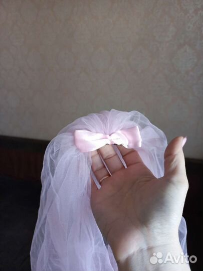 Фата для девичника розовая