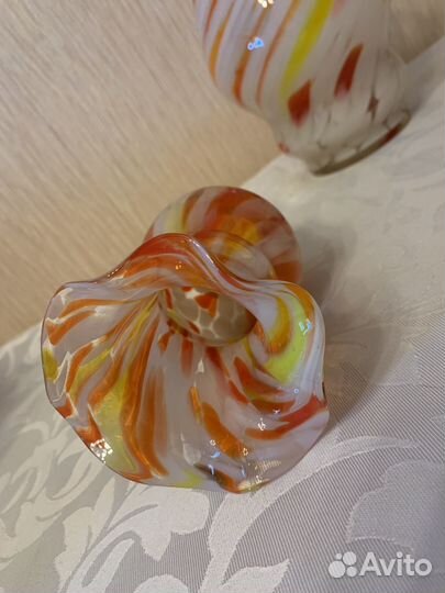 Ваза и кувшин СССР цветное стекло