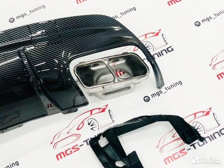 Диффузор с Chrome насадками CLA 45 w117 Под карбон