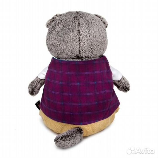 Мягкая игрушка «Басик в бордовом жилете с розочкой