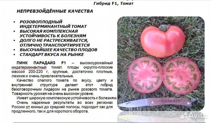 Пинк Парадайз F1 семена томата саката