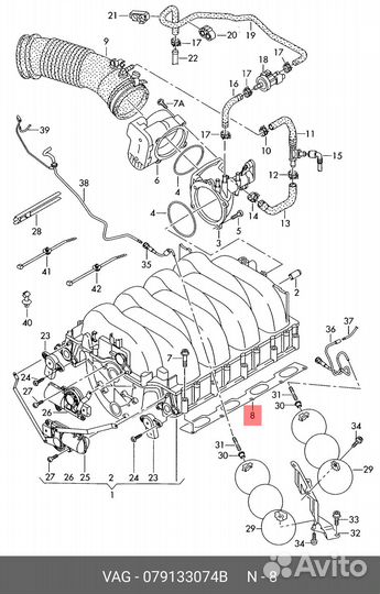 Прокладка коллектора впускного AD VW VAG 079133074