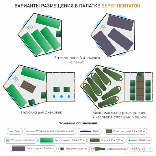 Туристическая палатка Куб Пентагон Берег (Беж)