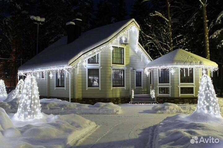 Украшение домов гирляндами