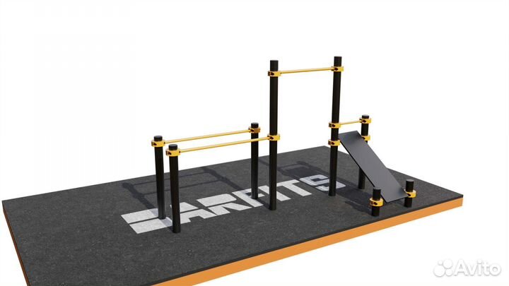 T-014 Турник, брусья, скамья для пресса D89 пласт