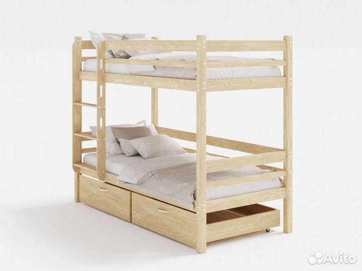 Двухъярусная кровать натуральный массив