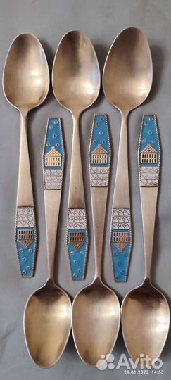 Набор чайных ложек, винтаж, серебро 875