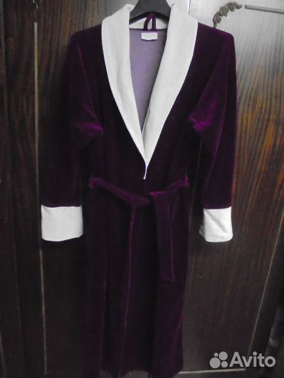 Халат х/б велюр Claudia collection длин запах пояс