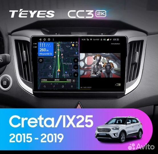 Магнитола Teyes CC3 2K 6/128Gb Hyundai Creta 15-19