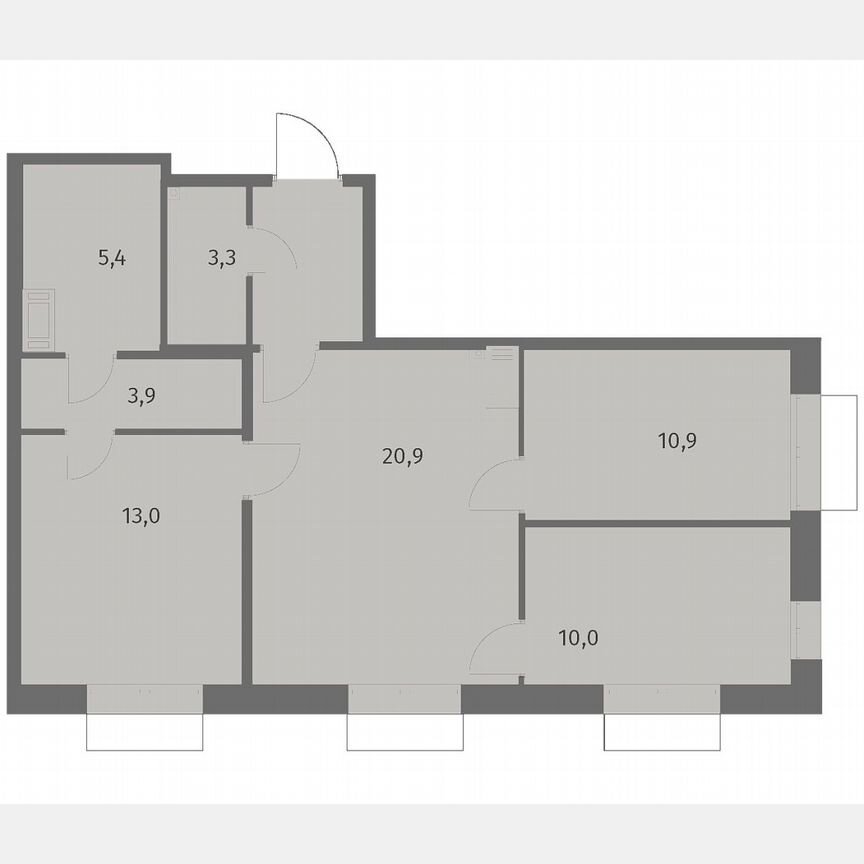 3-к. квартира, 71,6 м², 4/13 эт.