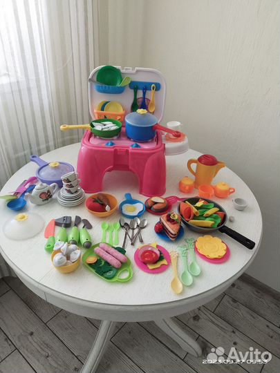 Кухня настольная со звуком+ посуда и еде из фетра