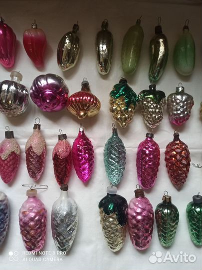 Ёлочные игрушки СССР шишки, огурцы, виноград