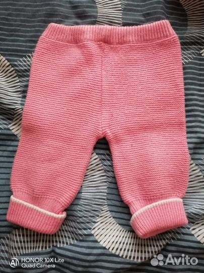 Детский вязаный костюм, пинетки