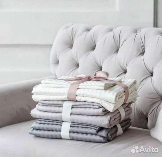 Отельное постельное белье страйп сатин