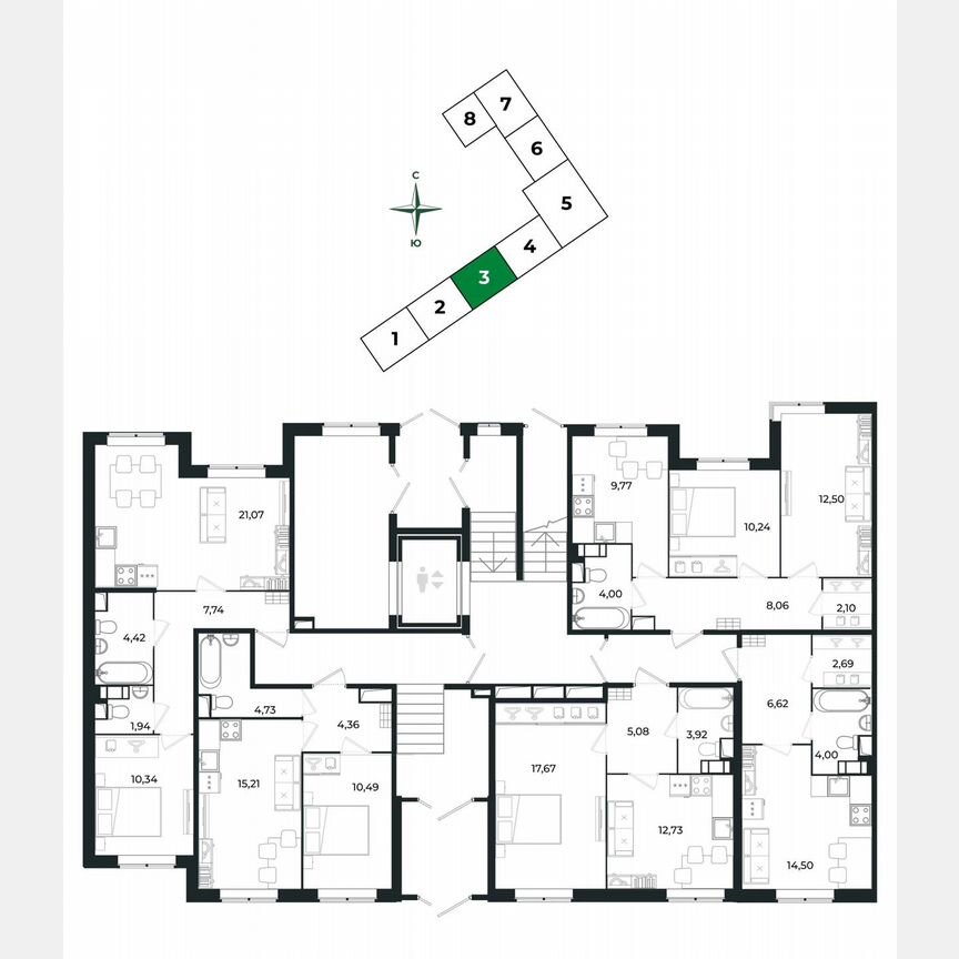 1-к. квартира, 38,8 м², 1/8 эт.