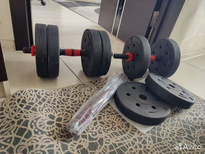 Гантели 25 кг новые(2 шт по 12 кг+гриф для штанги)