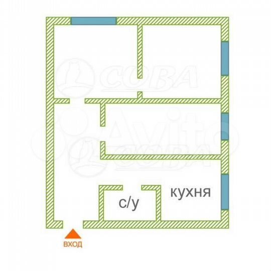 2-к. квартира, 50 м², 2/5 эт.