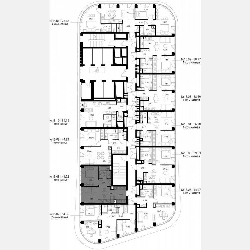 1-к. квартира, 41,7 м², 15/49 эт.