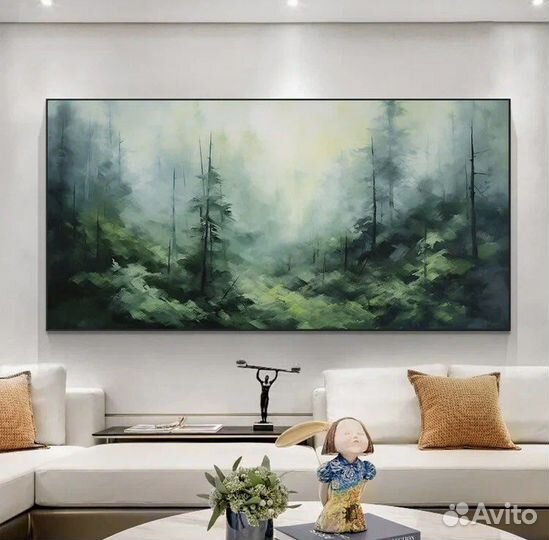 Картина масло холст лес