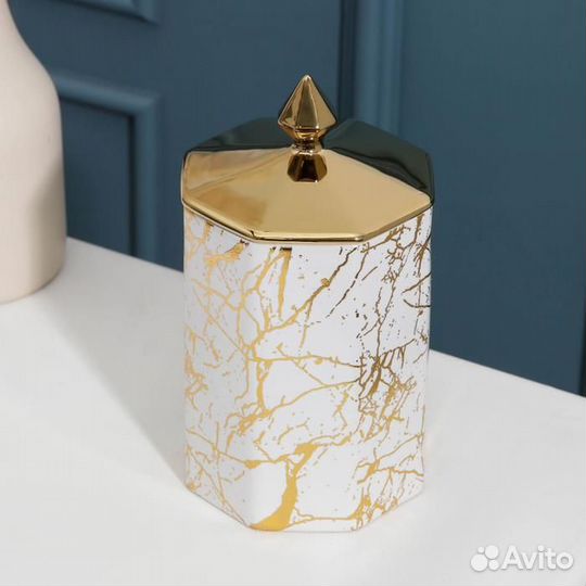Банка керамическая для сыпучих продуктов 'Мрамор'