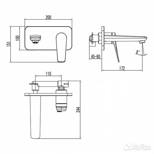 Смеситель для раковины Lemark Bronx (LM3726BL)