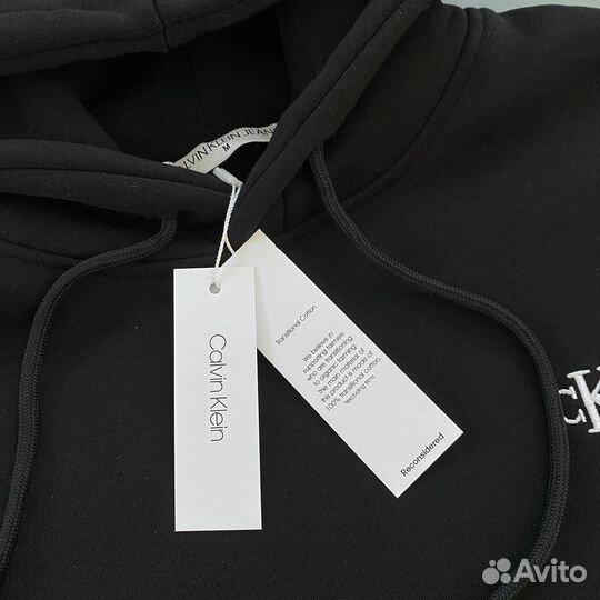 Худи Calvin klein толстовка черная с начесом