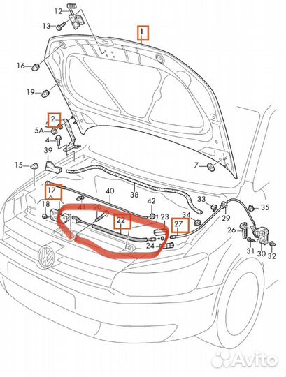 Трос открывания капота Volkswagen Polo Sed RUS