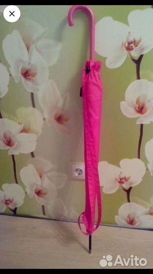 Зонт-трость ярко-розовый