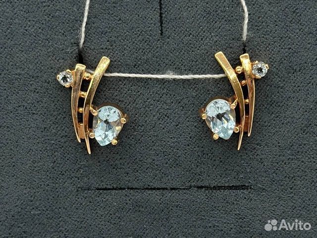 Серьги с синтетическим камнем Золото